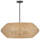 Hinkley Luca Large Convertible Drum, Black With Camel Rattan Shade