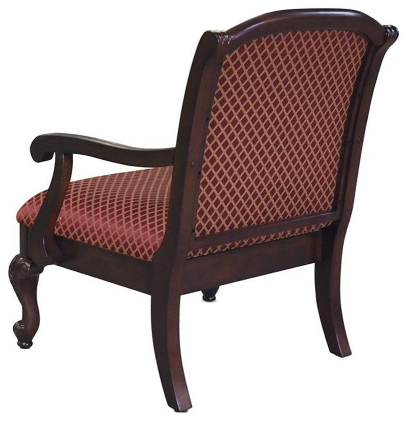 Home Square Wood Arm Chair in Walnut and Red Finish - Set of 2
