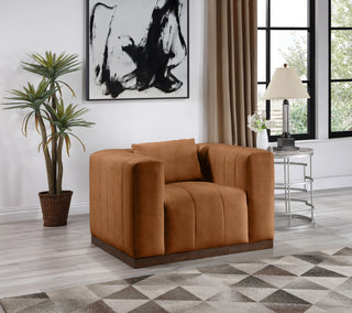 Mallina Upholstered Chair, Cognac, Vegan Leather