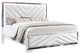 Benzara BM283634 Koi Pine Wood King Size Bed, Velvet, V Channel Tufting, White