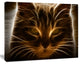 Glowing Fractal Cat Illustration, Animal Canvas Wall Art, 20"x12"