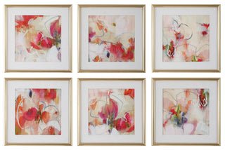 Uttermost Fresh Start Red Abstract Prints, S/6