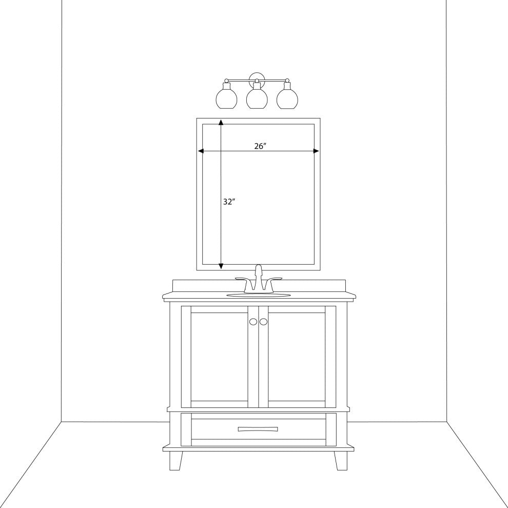 Ellis Framed Wall Mirror, Satin Nickel, 26"x32"