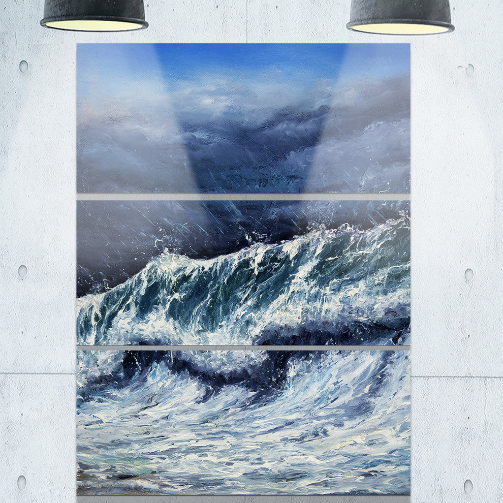 "Storm in Ocean" Photography Metal Wall Art, 3 Panels, 28"x36"
