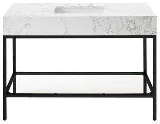 Marmo Bathroom Vanity, White, 48" Wide, Matte Black Finish