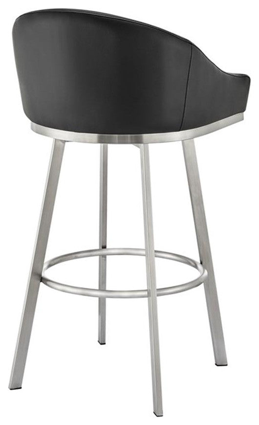 Armen Living Eleanor 26" Swivel Faux Leather Counter Stool in Black