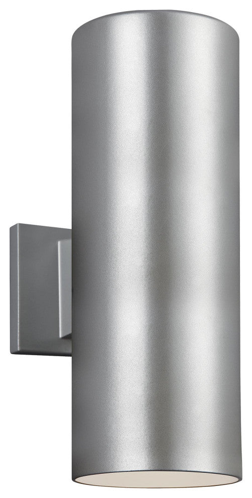 Small 2-Light Outdoor Wall Lantern, Painted Brushed Nickel