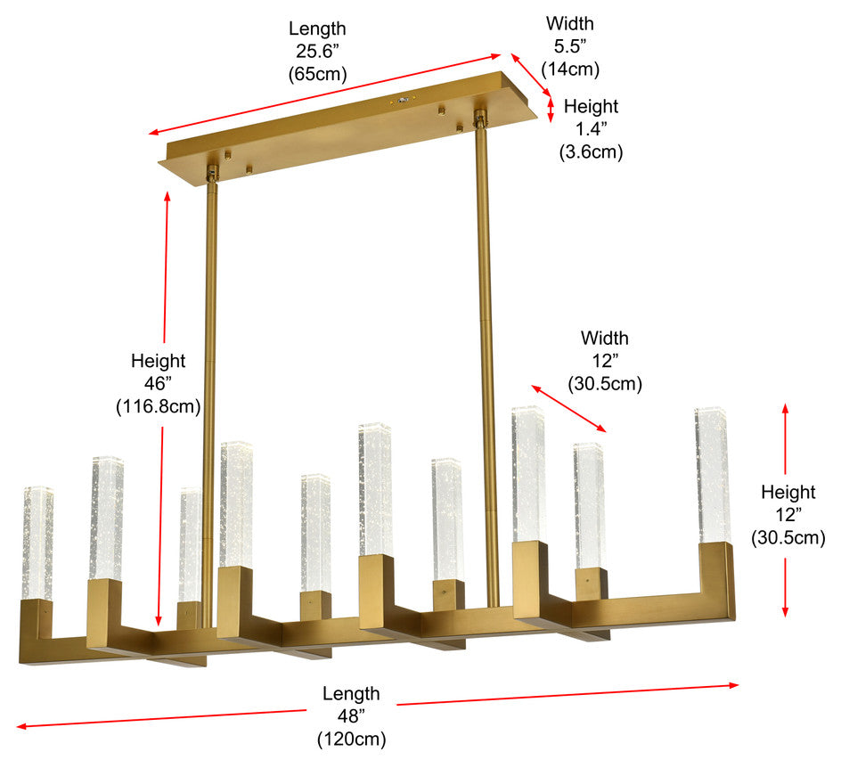 48" Adjustable LED Pendant, Satin Gold
