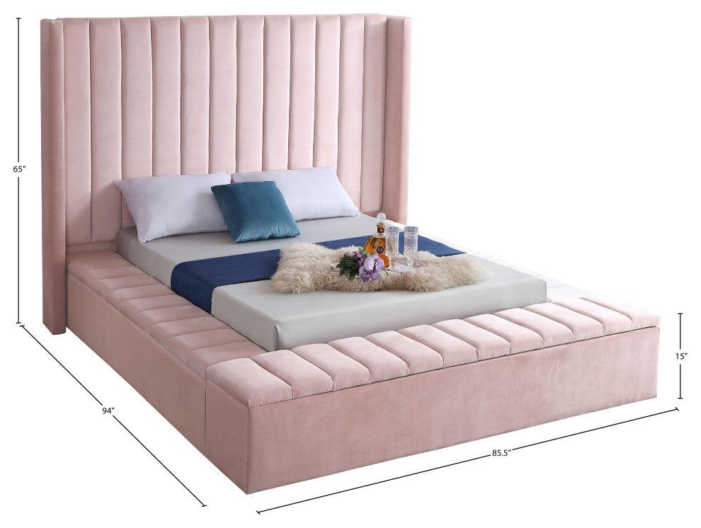 Kiki Velvet Bed, Pink, Full