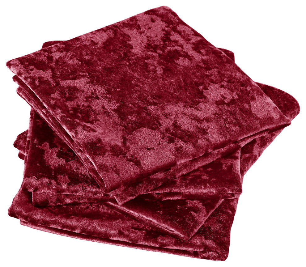 Crushed Velvet Pillow Cover 4 Piece Set, Garnet, 20" X 20"
