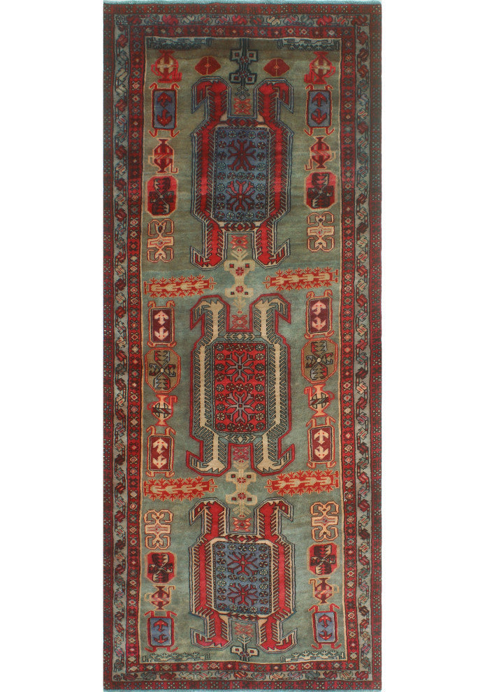 Fine Vintage Distressed Beverly Gray/Rust Runner, 4'0x10'2