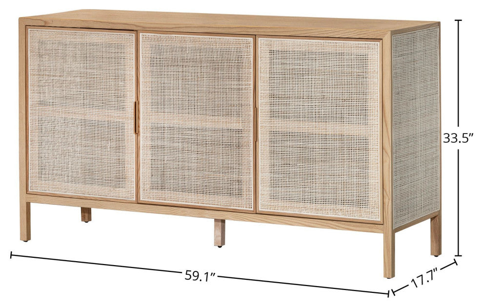 Farmhouse 3 Door Sideboard - Natural