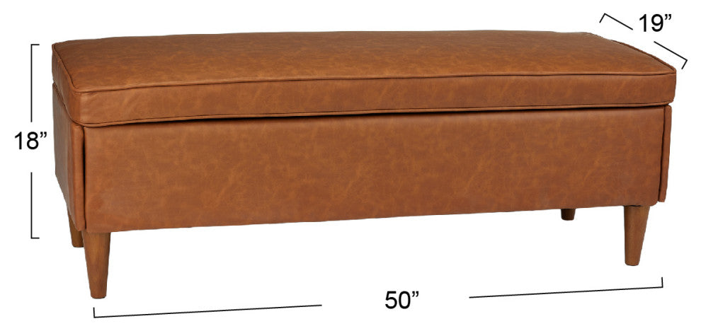 Atley Upholstered Modern Bench With Storage and Solid Wood Legs