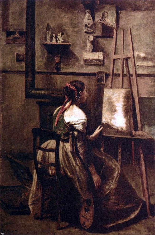 Jean-Baptiste-Camille Corot Corot's Studio, 18"x27" Wall Decal