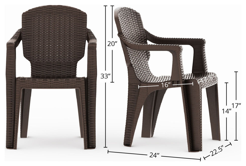 Calista Outdoor Patio Chairs, Set of 2, Brown
