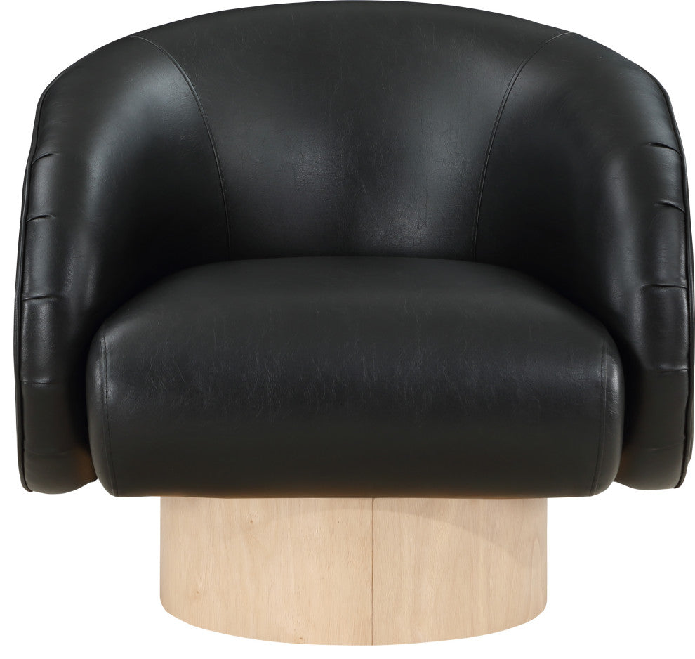 Gibson Vegan Leather Swivel Accent Chair, Black