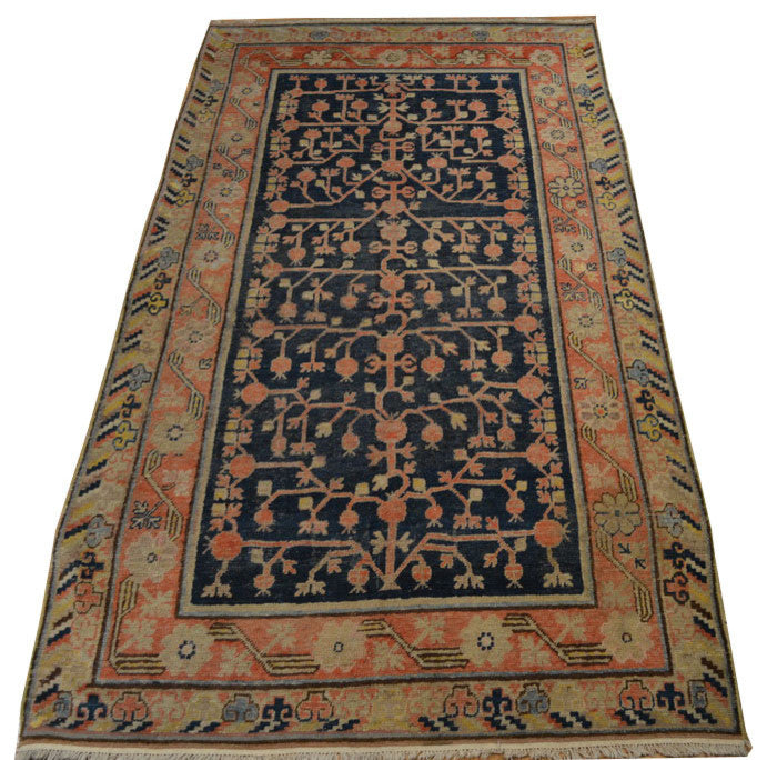 Consigned Antique Khotan Pomegranate Design Age 1920's, 4'10"x8'10"
