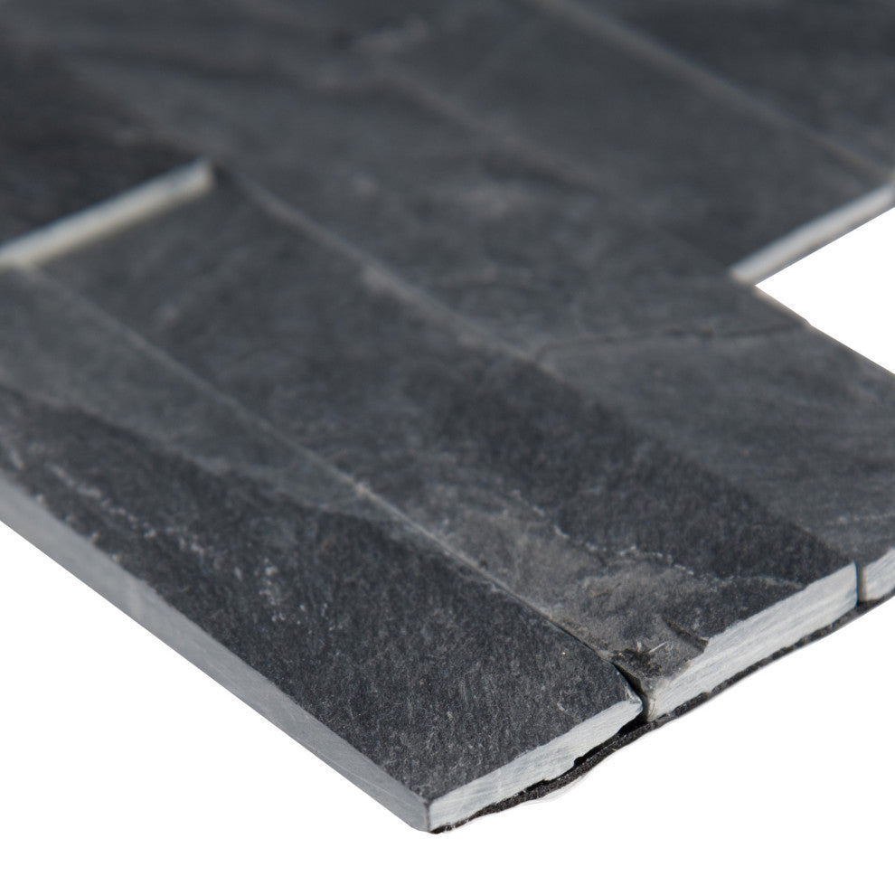 MSI SMOT-PNS-VNR-6MM-H 22" x 6" Cladding Mosaic Sheet - Honed - Midnight Ash
