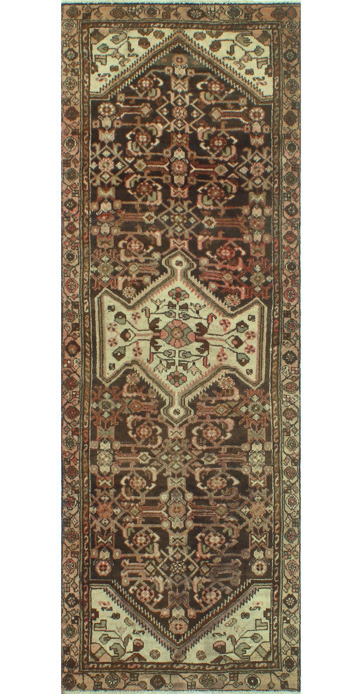 Fine Vintage Distressed Mina Brown/Rose Runner, 2'10x8'10