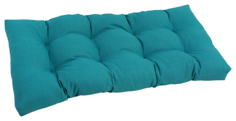 42"X19" Squared Solid Spun Polyester Tufted Loveseat Cushion, Aqua Blue