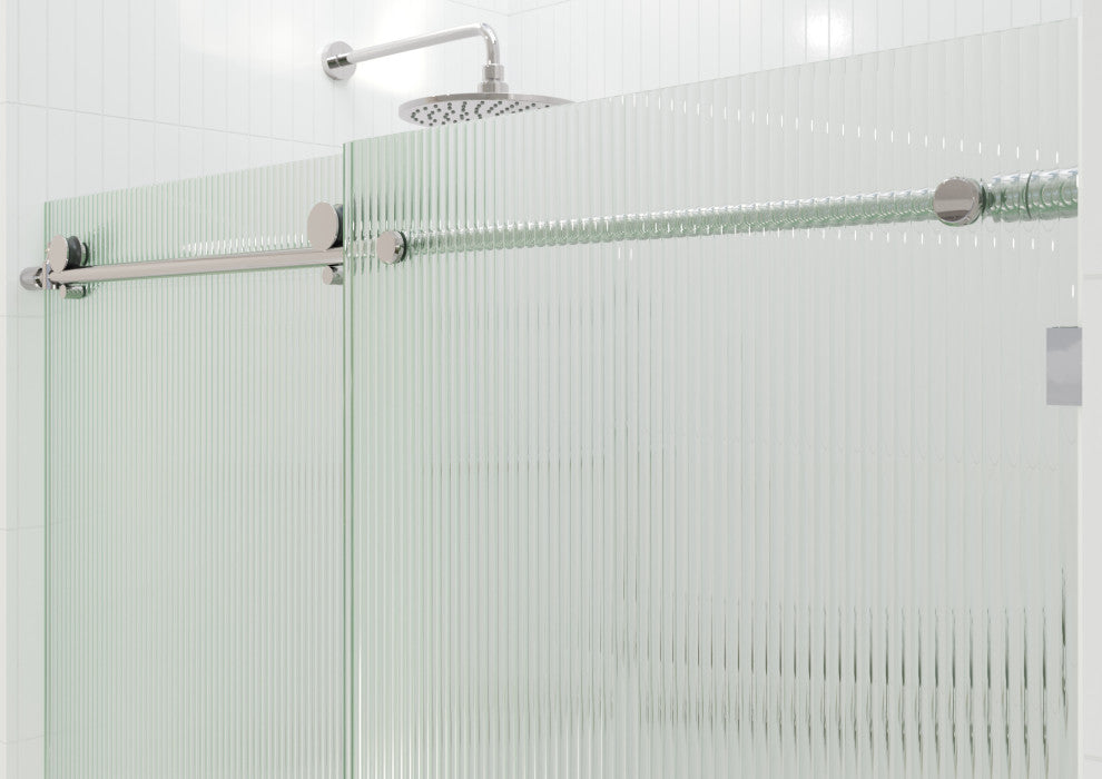 Galaxy 60"x60" Frameless Glass Sliding Bathtub Doors, Polished Chrome, Right