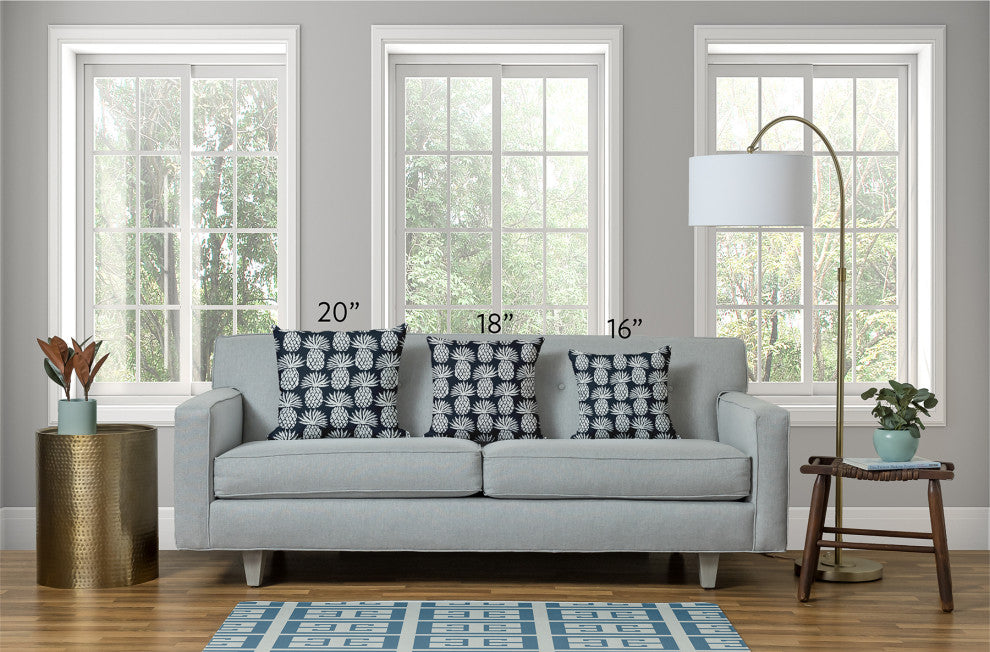 20x20" Greek Key Patterned Nautical Decorative Indoor Pillow, Shark Blue