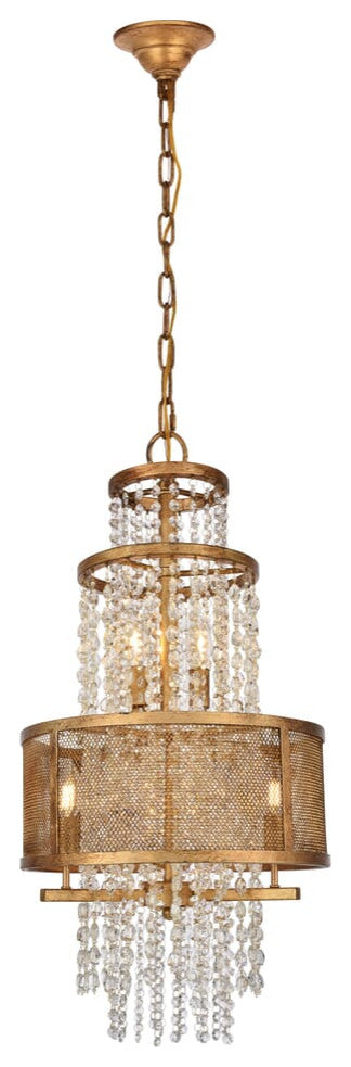 Elegant 1540D16GI Legacy 5 Light Golden Iron Pendant Clear Royal Cut Crystal