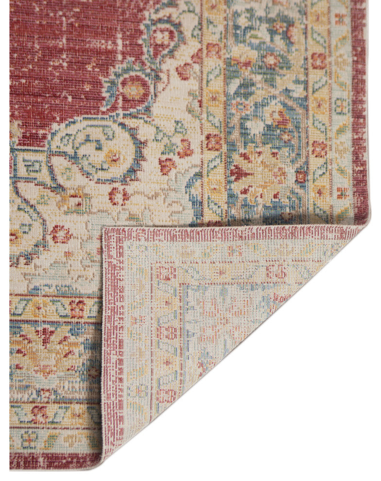 Ceniscia Haven Vintage Polyester Area Rug, Red, 2'6"x8'
