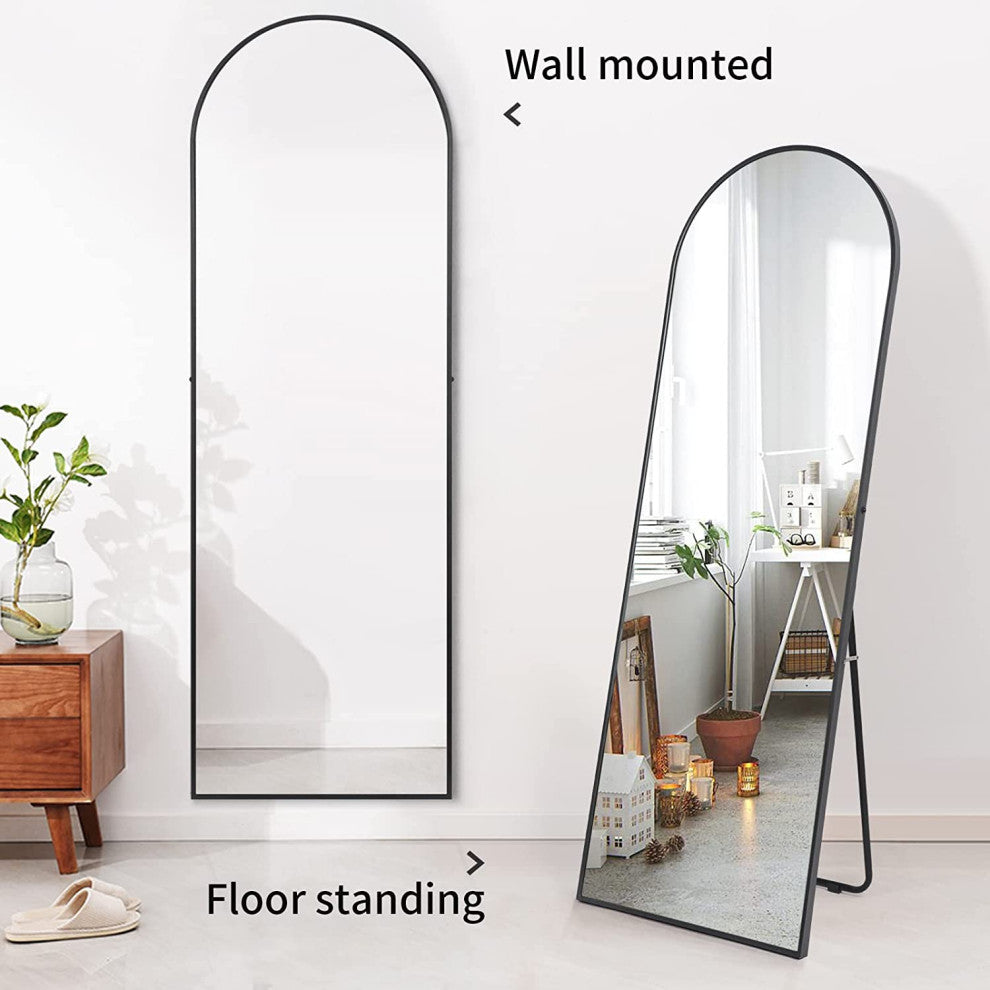 22x65" Large Arched-Top Framed Freestanding Full Length Mirror