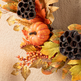 24"D Fall Pumpkin Leaf Floral Wreath
