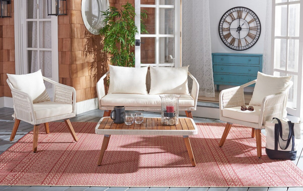 Safavieh Outdoor Raldin Rope 4 Piece Living Set Beige/Beige