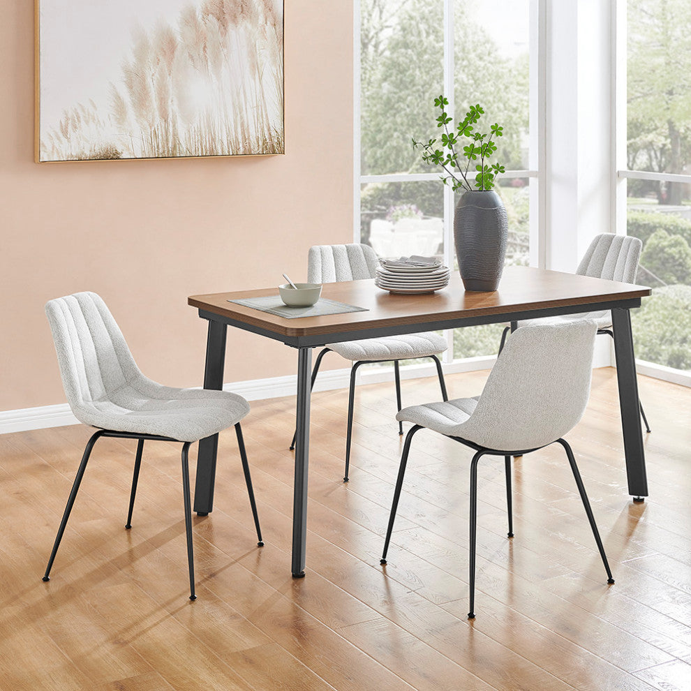 Robert PU Counter Stool,, Set of 4, Posh Ivory, Dining Side Chair, Fabric