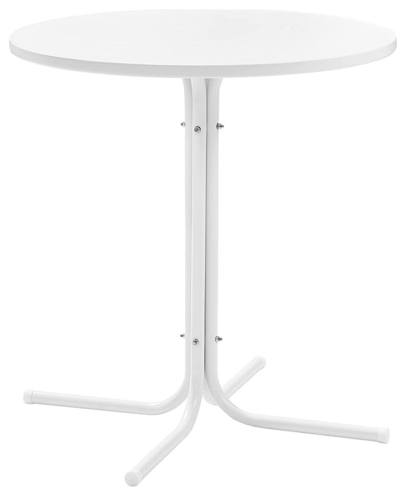 Outdoor 3-Piece Bistro Set with Pedestal Table and UV-Resistant Chairs, White