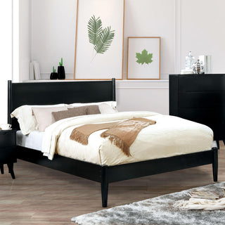Furniture of America Belkor Solid Wood Queen Platform Bed in Black