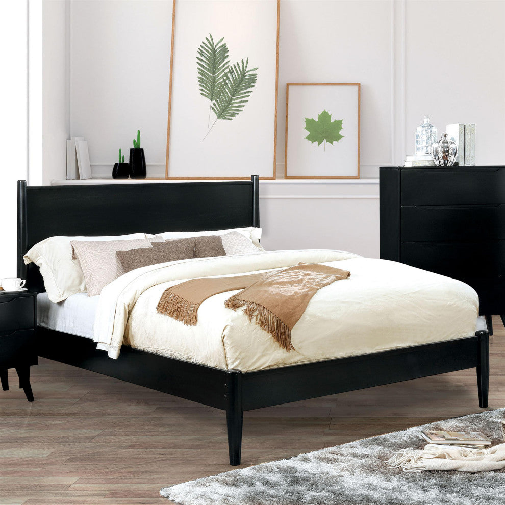 Furniture of America Belkor Solid Wood Queen Platform Bed in Black