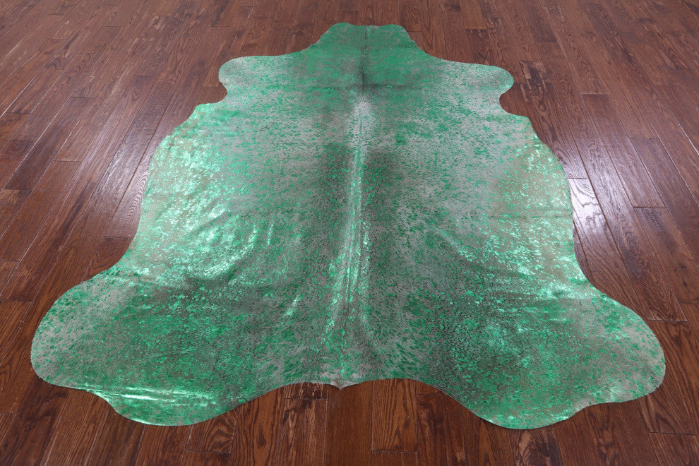 Green Metallic Cowhide Rug 7' 4" X 6' 6" C2123
