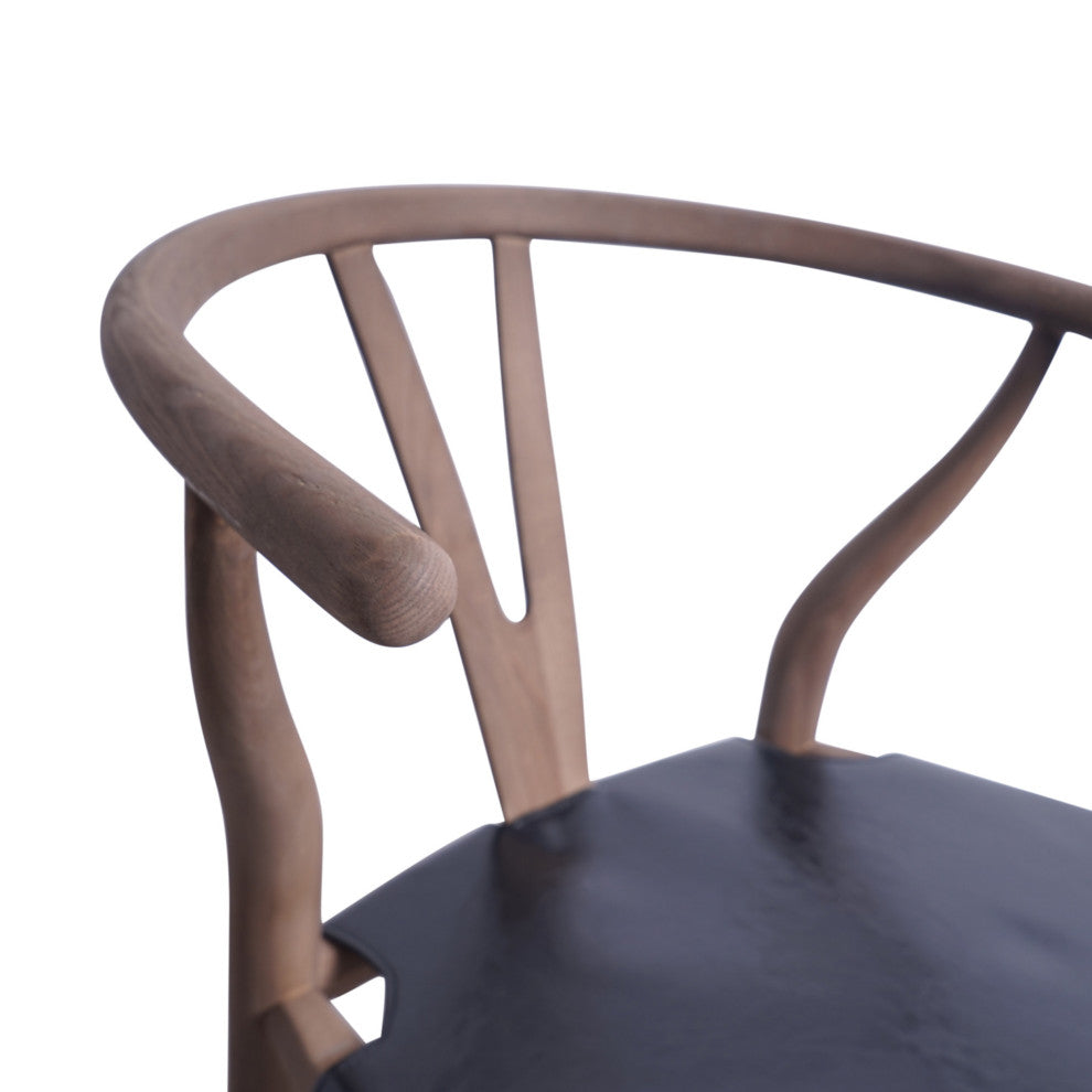 Quince Mid Century Boho Ash Wood Dining Chairs, Set of 2, Black + Antique