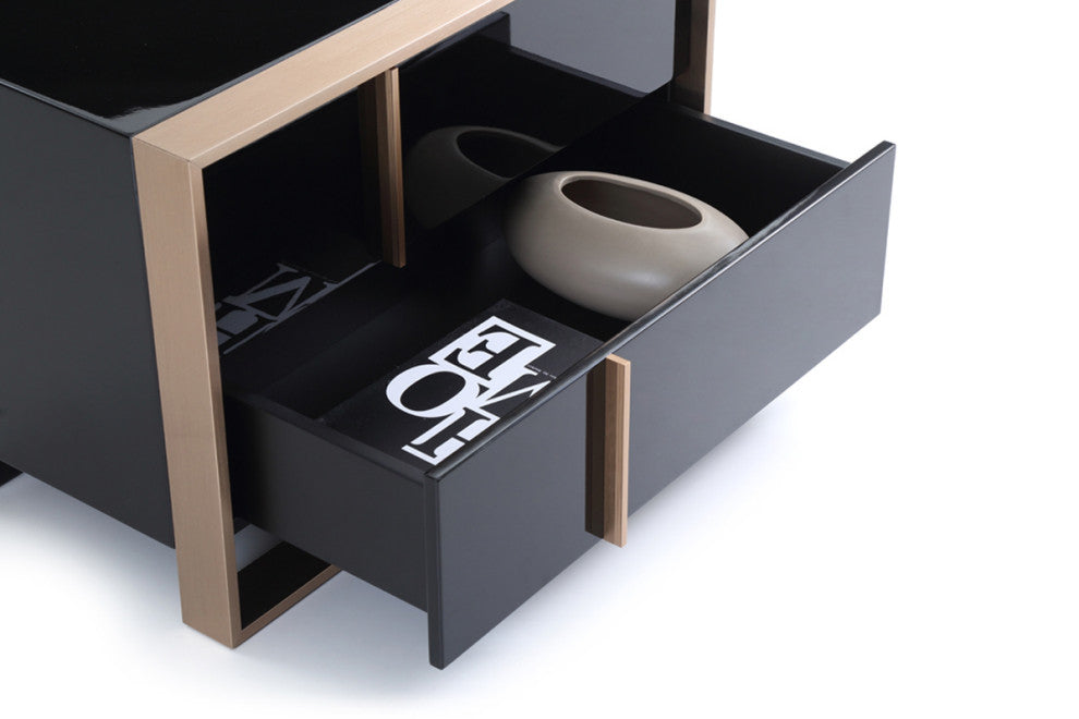 HomeRoots Modern Brushed Black and Bronze Nightstand