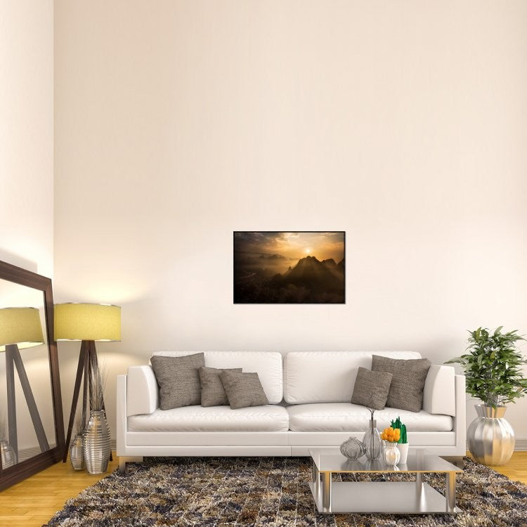 "Misty Sunrise" Framed Canvas Giclee by Nadav Jonas, 37x24"