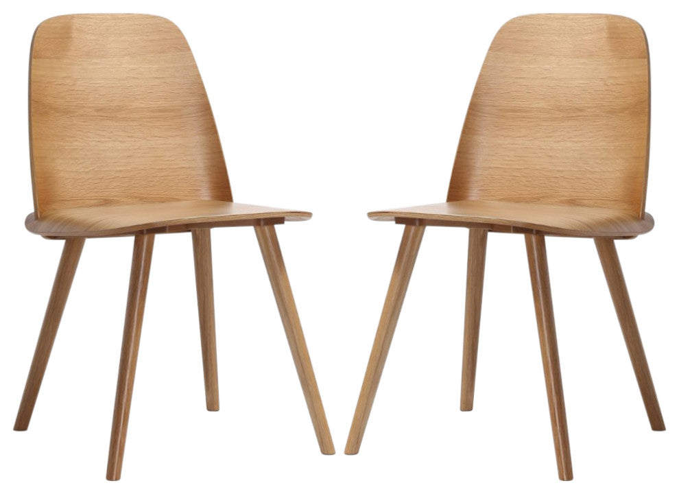 Elite Living Noma Modern, Set of 2, Wooden Dining Side Chair, Natural Brown