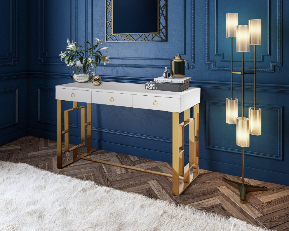 TOV Furniture Audrey White Lacquer Desk