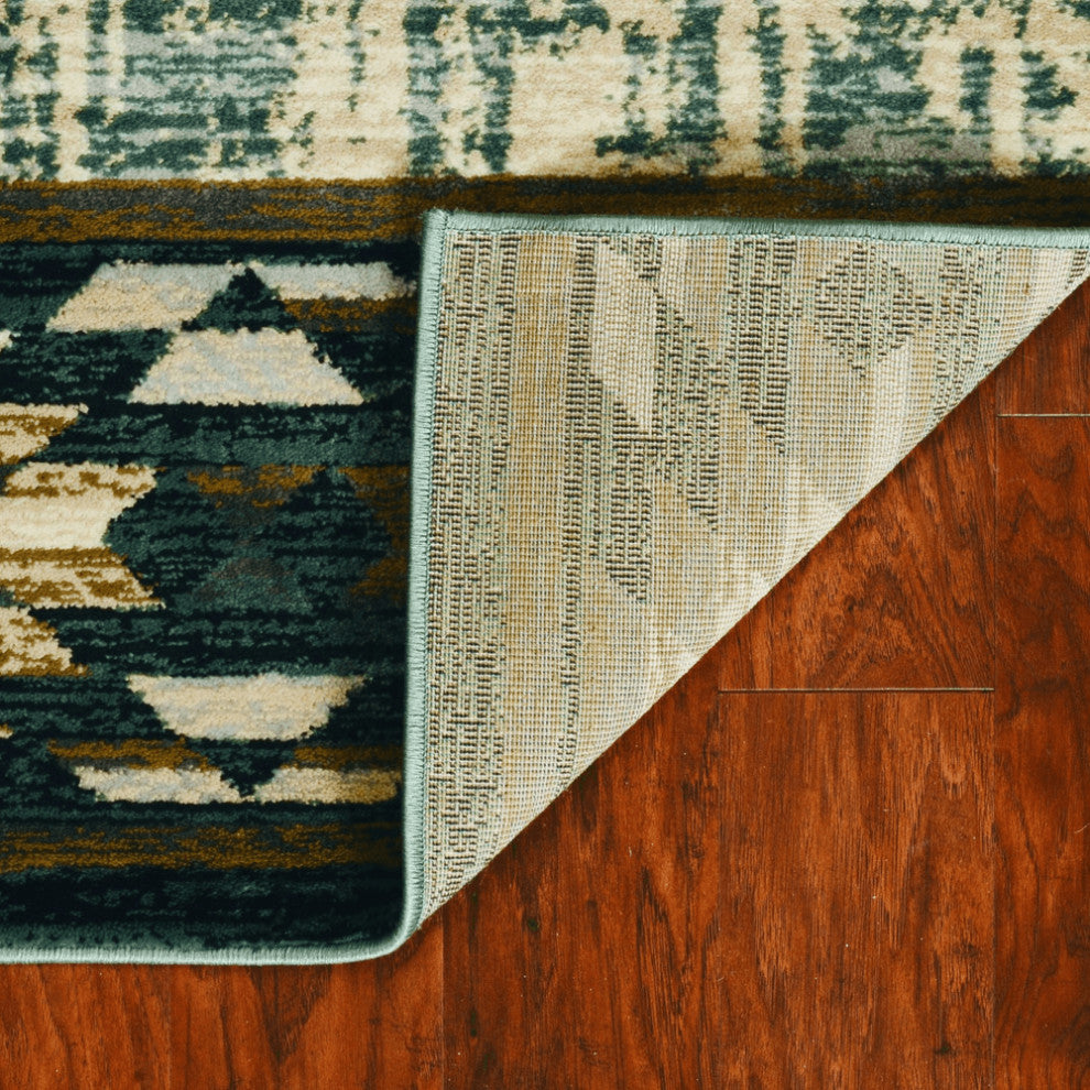 5' X 8' Slate Blue Winter Pine Trees Area Rug