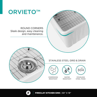 Orvieto Fireclay Farmhouse Kitchen Sink 30x18"
