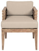 Vivid Outdoor Patio Dining Chair, Light Eucalyptus Wood Taupe Olefin Cushions