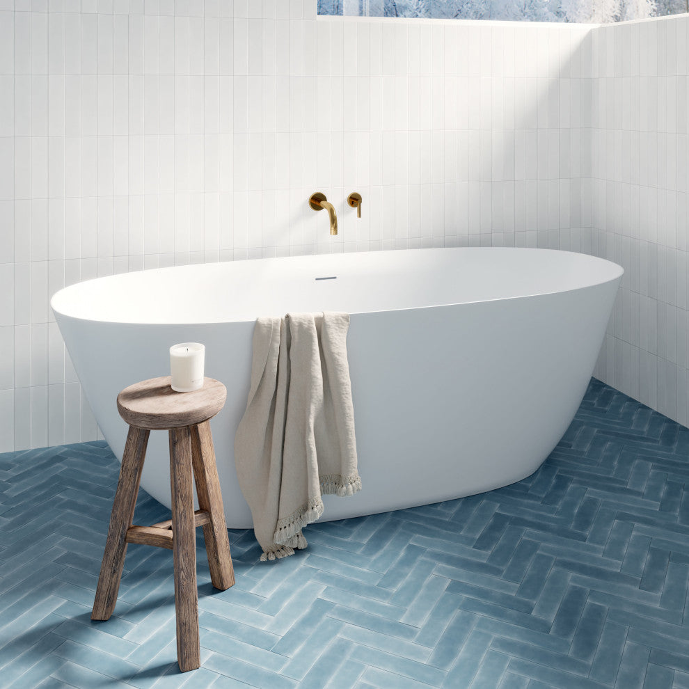 Perlato Treviso Eco-Lapistone Freestanding Soaking Tub, 71"