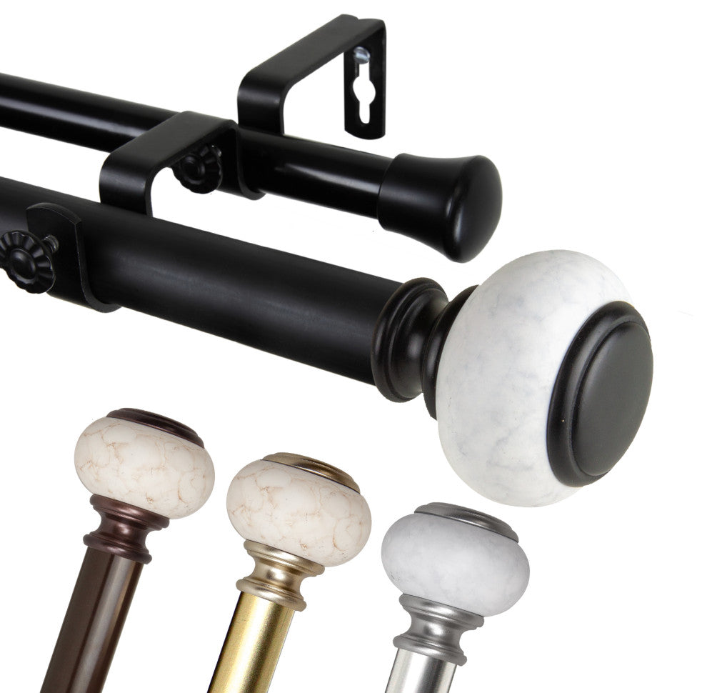 Hadley 1" Diameter Double Curtain Rod, Bronze, 160-240"