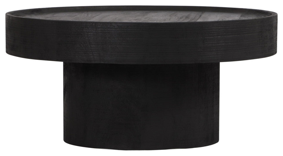 Coffee Table, Round, Wood, Black, Living Lounge Cafe Hotel Lobby Hospitality