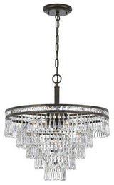 Mercer 6-Light Crystal Chandelier, English Bronze, Clear Hand-Cut Crystals