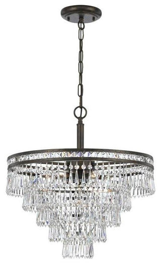 Mercer 6-Light Crystal Chandelier, English Bronze, Clear Hand-Cut Crystals