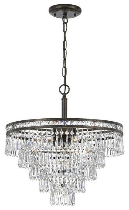 Mercer 6-Light Crystal Chandelier, English Bronze, Clear Hand-Cut Crystals